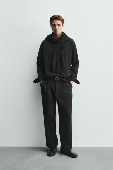 Zara 黏液纖維POLO衫 - 黑色