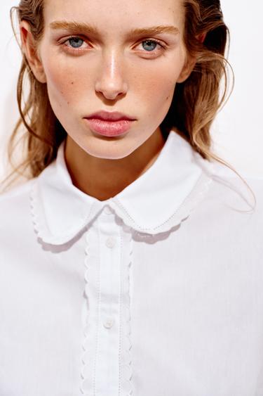 CHEMISE À COL CLAUDINE - Blanc de Zara - Image 4