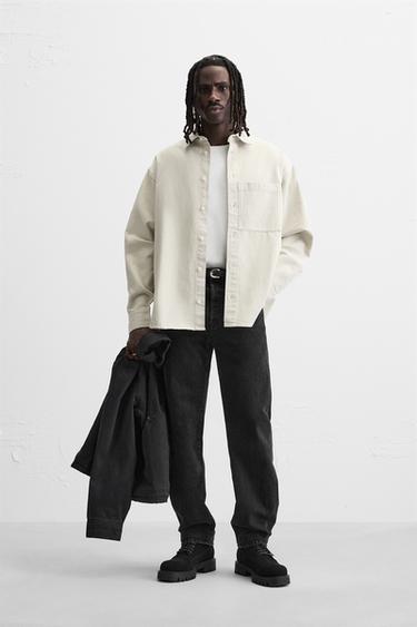 CAMISA DENIM BOLSILLO - Crudo de Zara - Imagen 0