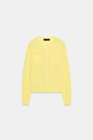 GILET AVEC LAINE ET POCHES - Jaune clair de Zara