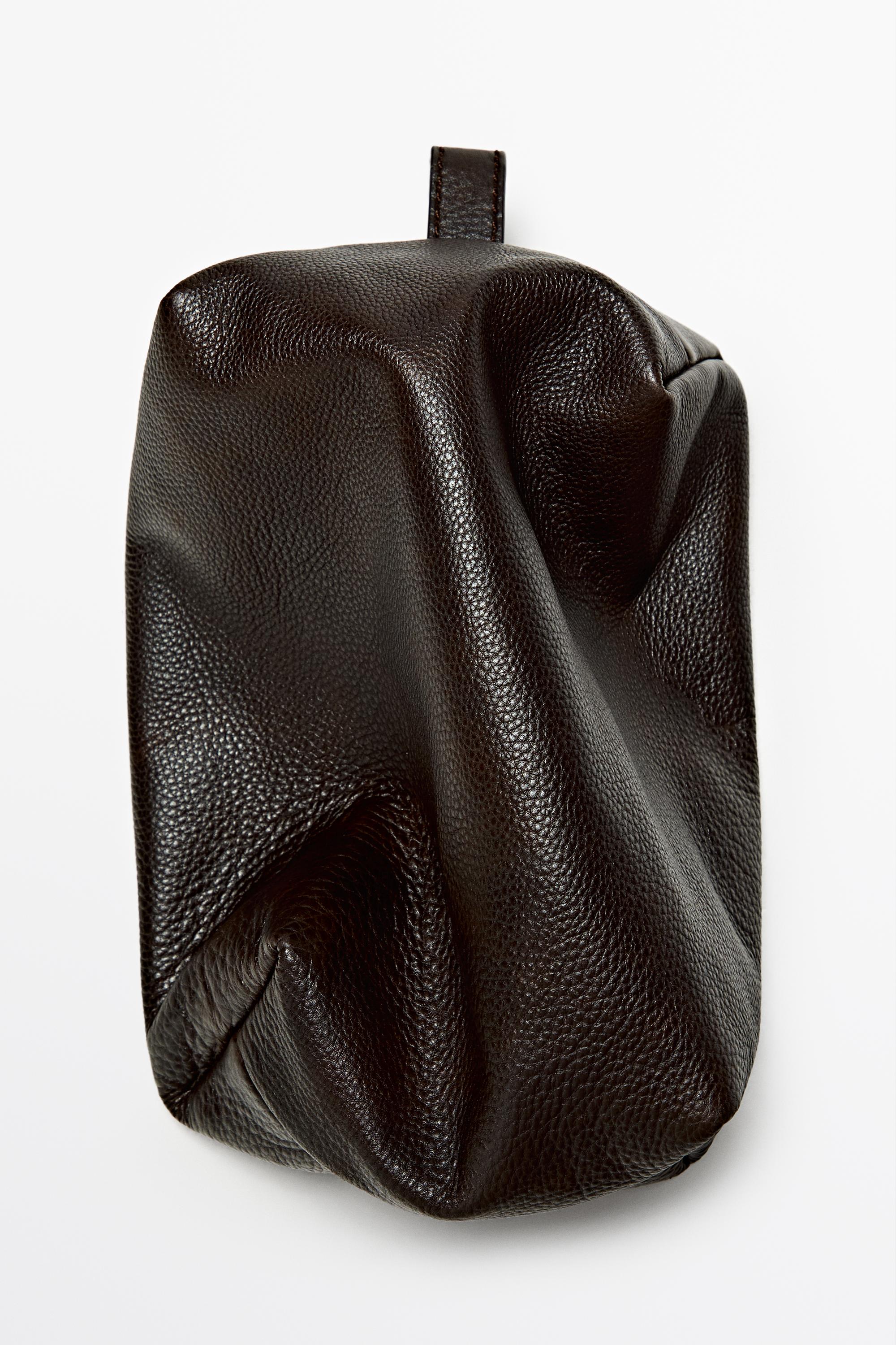 Trousse à fermeture Éclair en cuir nappa