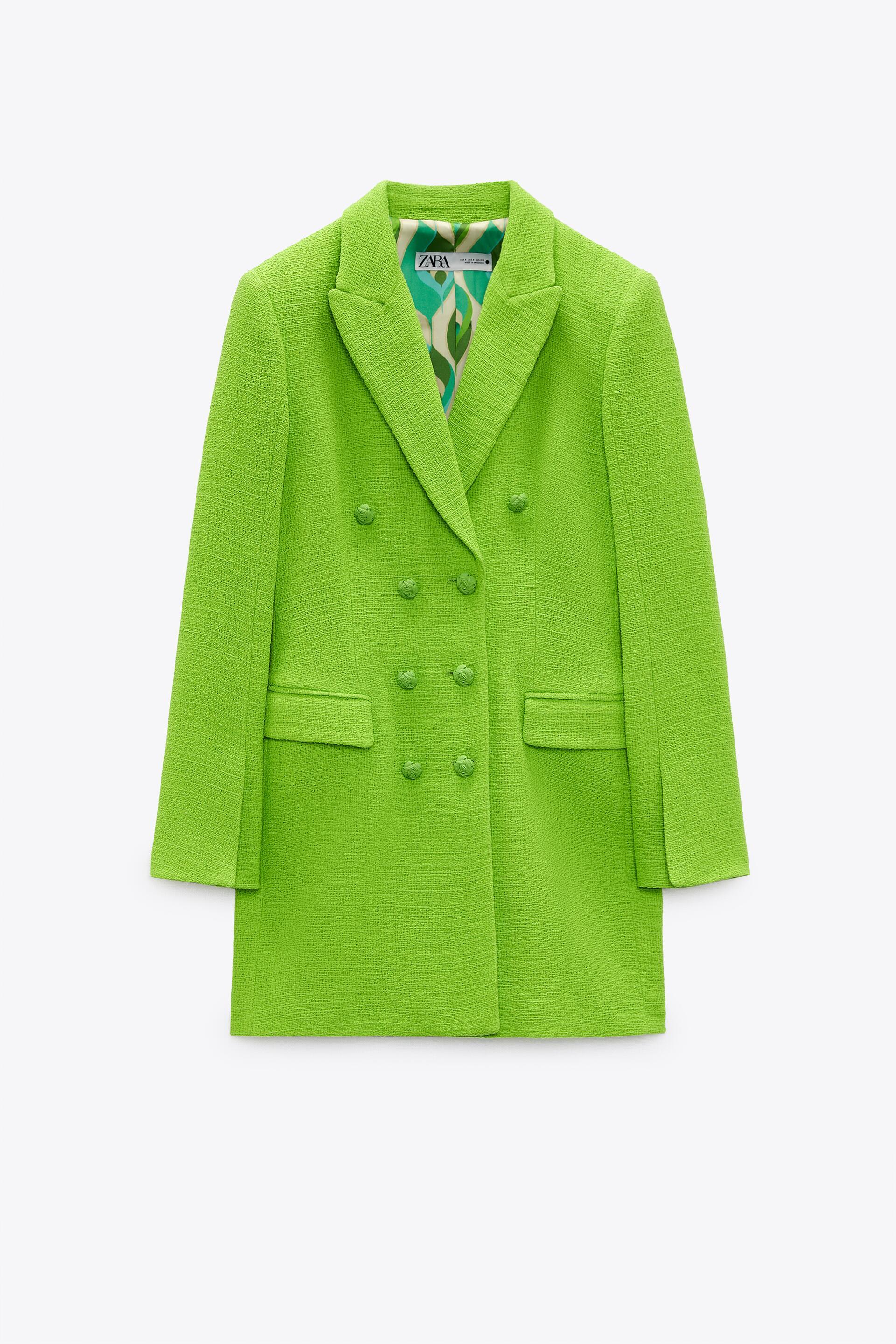 TEXTURED BLAZER DRESS Neon green ZARA United States