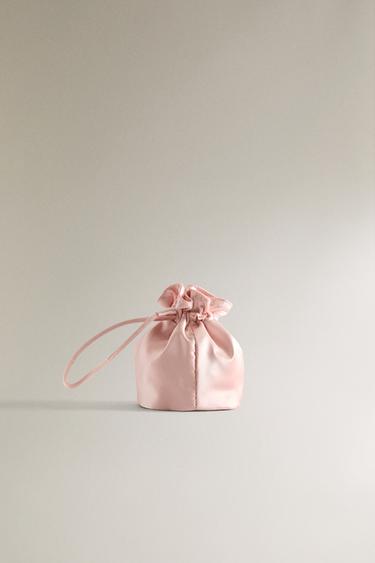Zara MINI SATEEN POUCH - Pink