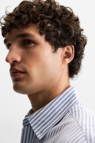 TEXTURED OXFORD SHIRT - White / Sky blue by Zara - Image 5