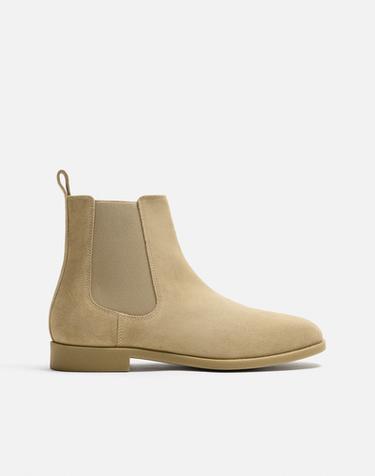 Zara LEATHER CHELSEA BOOTS - Sandy Brown