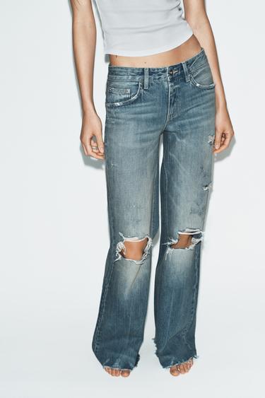 JEAN TRF FLARE DÉCHIRÉ TAILLE MOYENNE - Bleu de Zara - Image 1