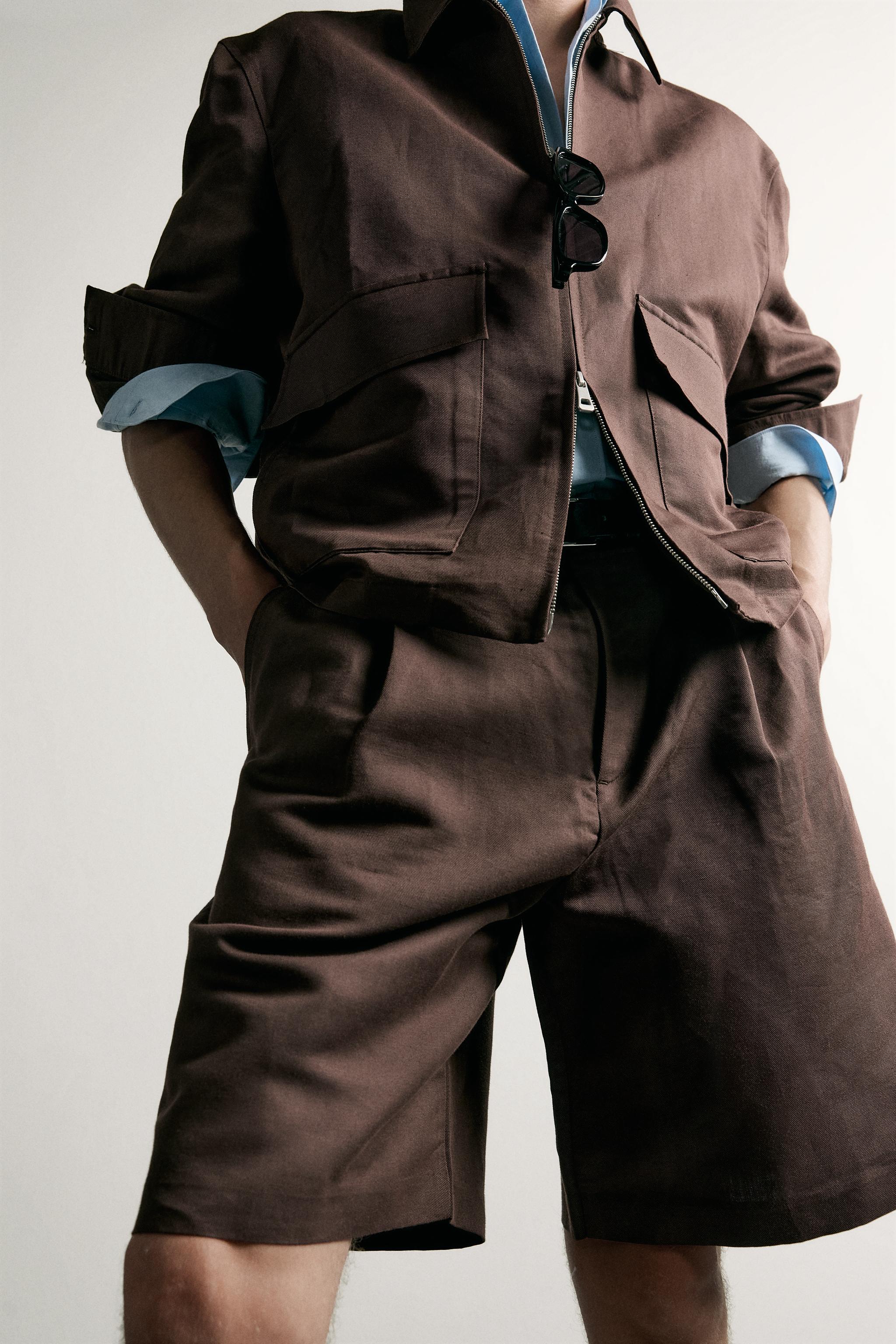 Zara RELAXED-FIT LINEN-COTTON OVERSHIRT — фото 5