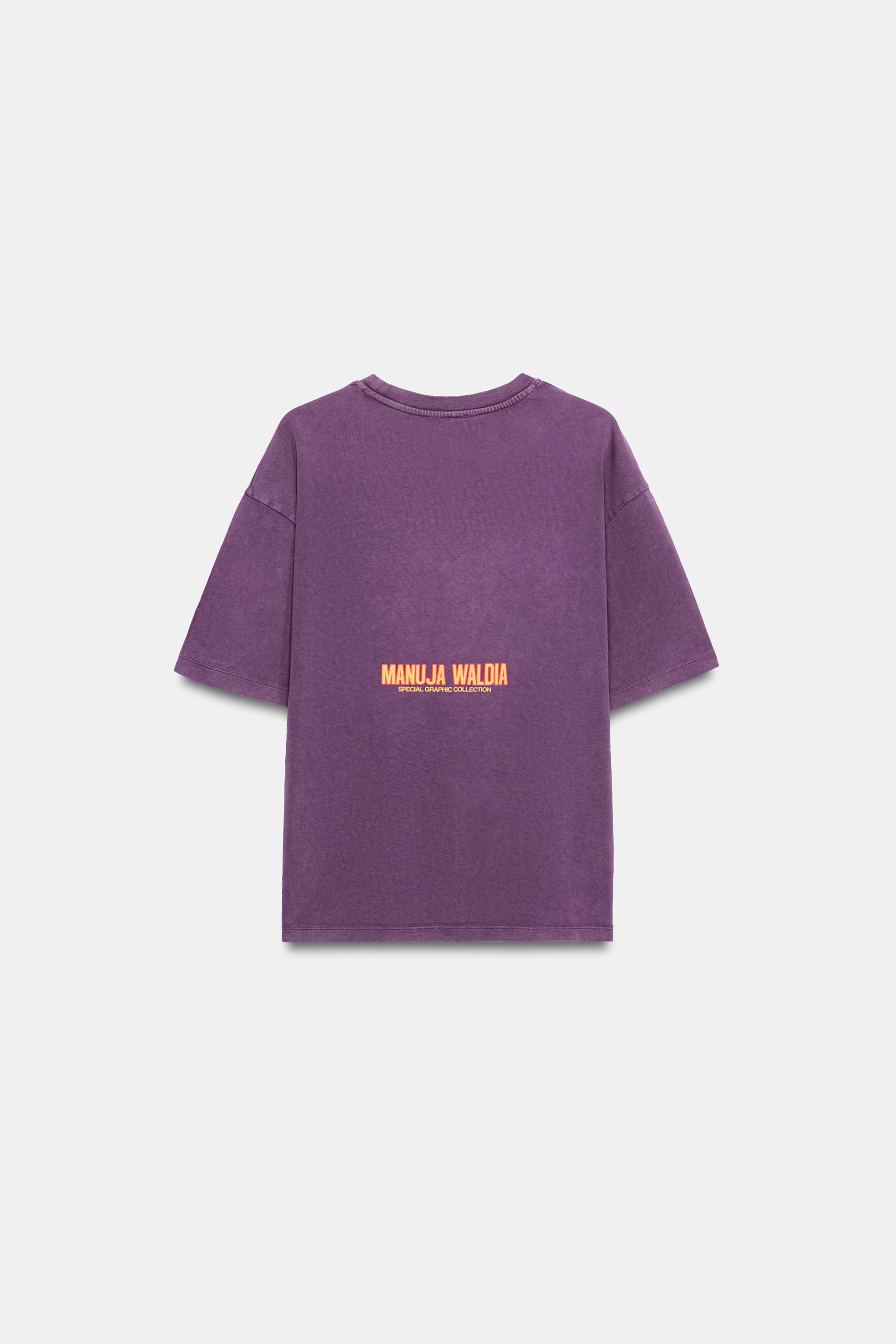 CAMISETA ESTAMPADA EFEITO LAVADO MANUJA WALDIA - Lilás | ZARA Brasil