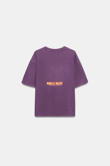 FADED PRINT T-SHIRT MANUJA WALDIA - Lilac by Zara - Image 4