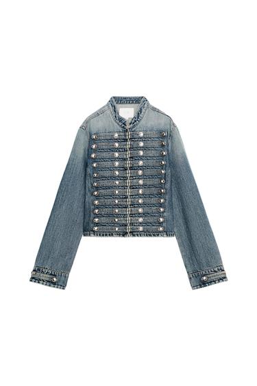 TRF FITTED DENIM JACKET WITH BUTTONS - Blue by Zara