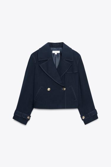 CHAQUETA CORTA CRUZADA - Marino de Zara - Imagen 0