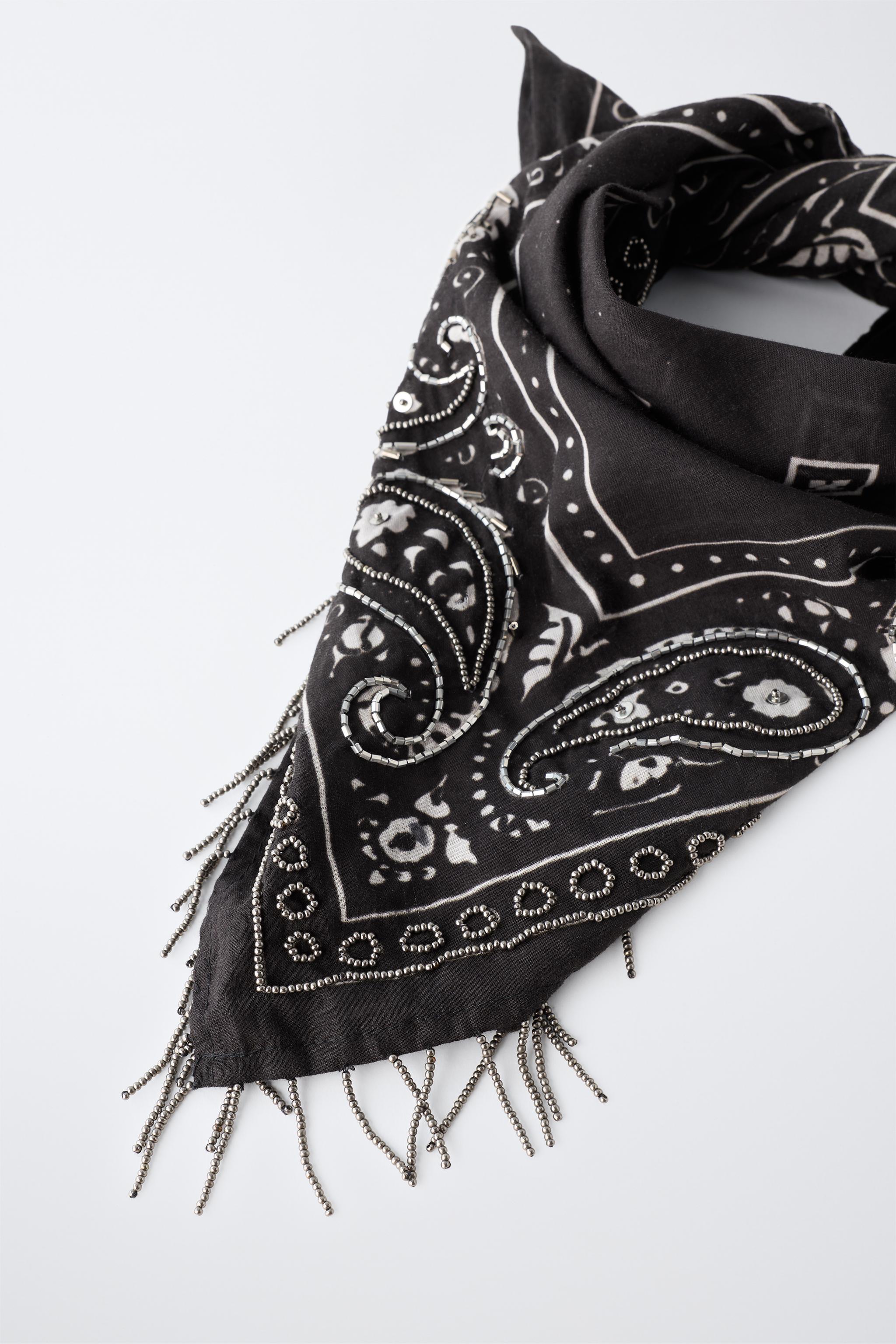 Детские аксессуары Zara PAISLEY BEADED FRINGE BANDANA — фото 4