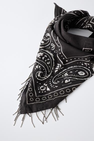 BANDANA PAISLEY ET FRANGES FANTAISIE - Noir de Zara - Image 3