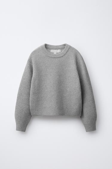 RIBBED KNIT SWEATER - Pearl grey by Zara
