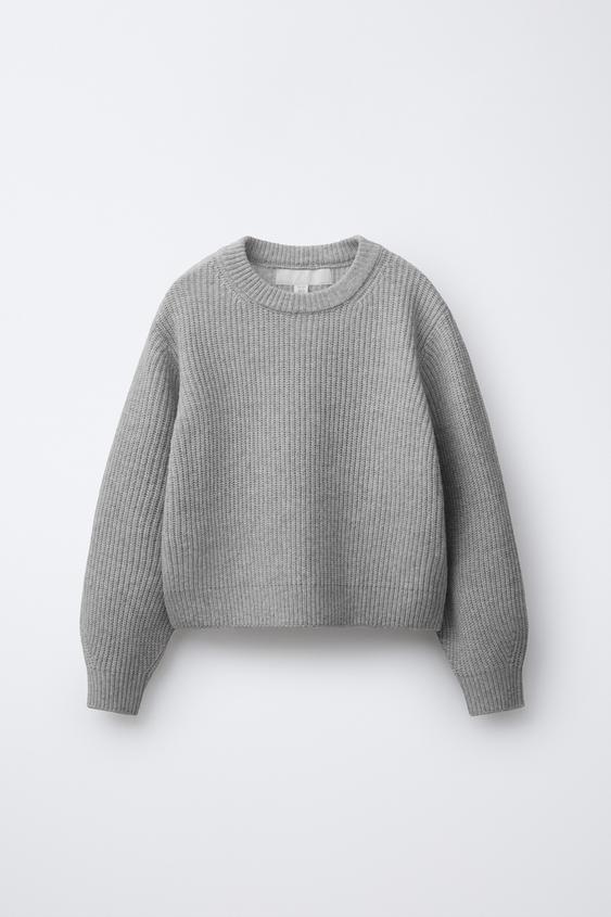 Purl Knit Strick Pullover Zara PURL KNIT SWEATER Pearl Grey - Main Image