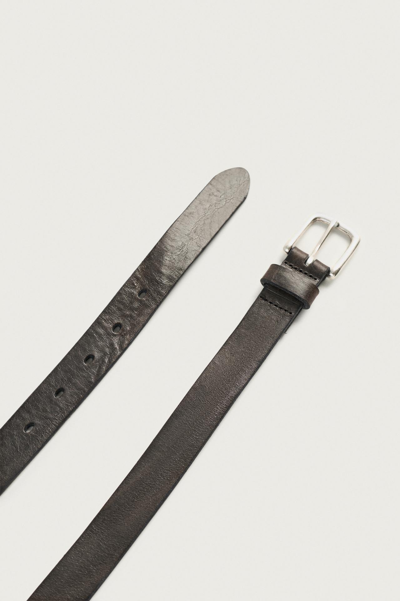 LEATHER BELT — Dark gray