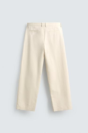 PANTALON STRAIGHT FIT À PLIS - Blanc cassé de Zara - Image 6