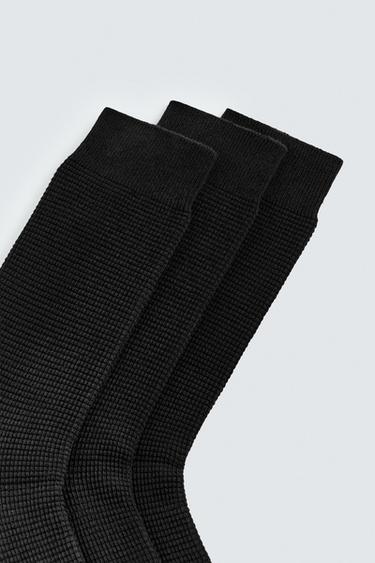 3-PACK OF CHECK SOCKS - Black by Zara