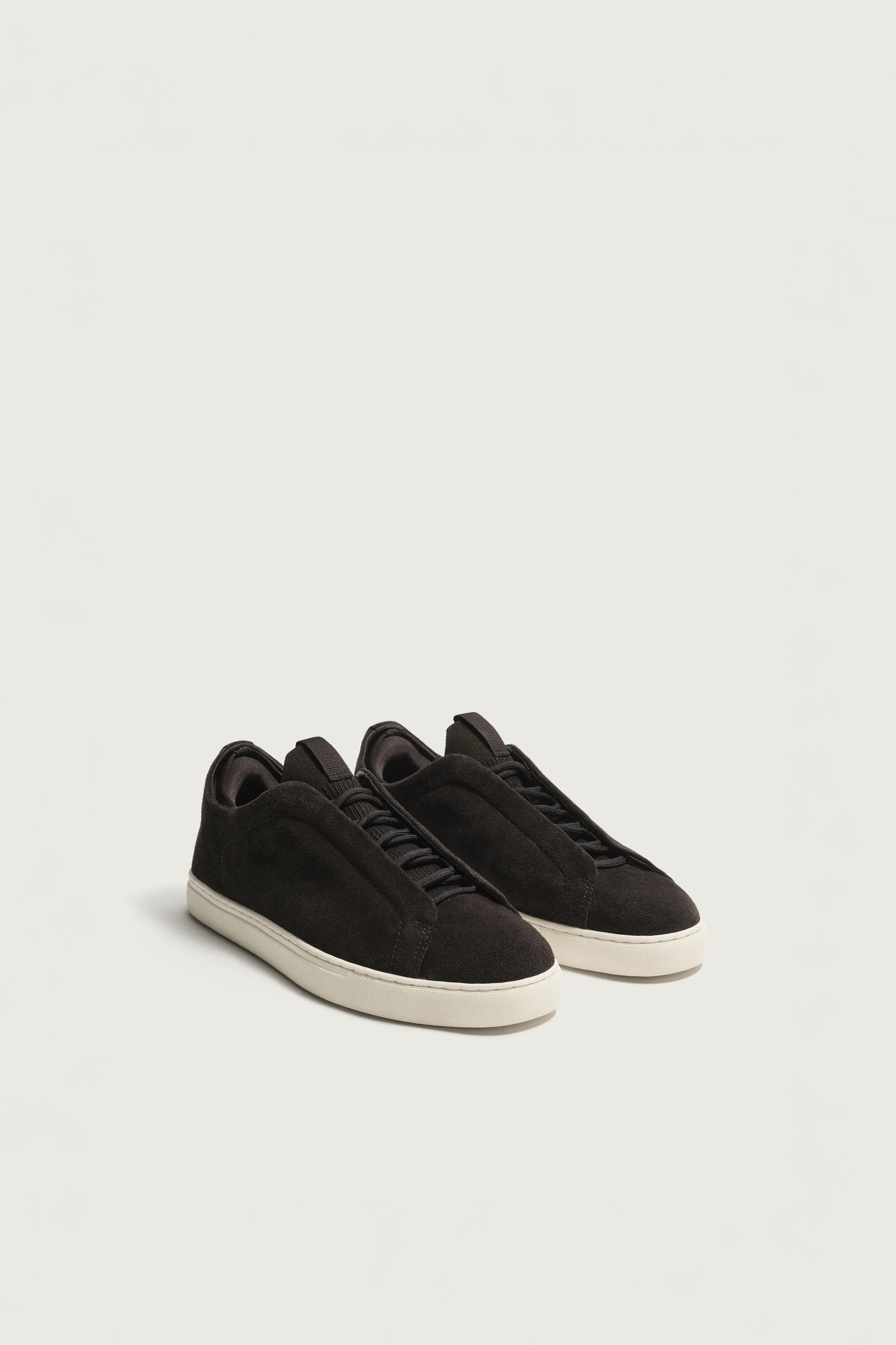 LEATHER SNEAKERS — Brown