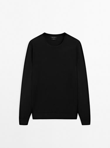 Pull en maille 100 % laine mérinos - Noir de Zara