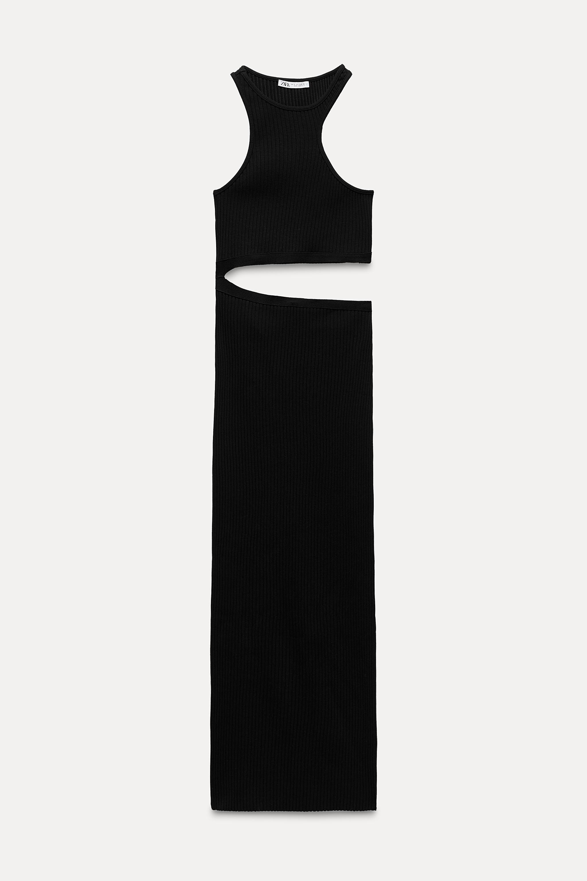 Black ribbed dress zara best sale