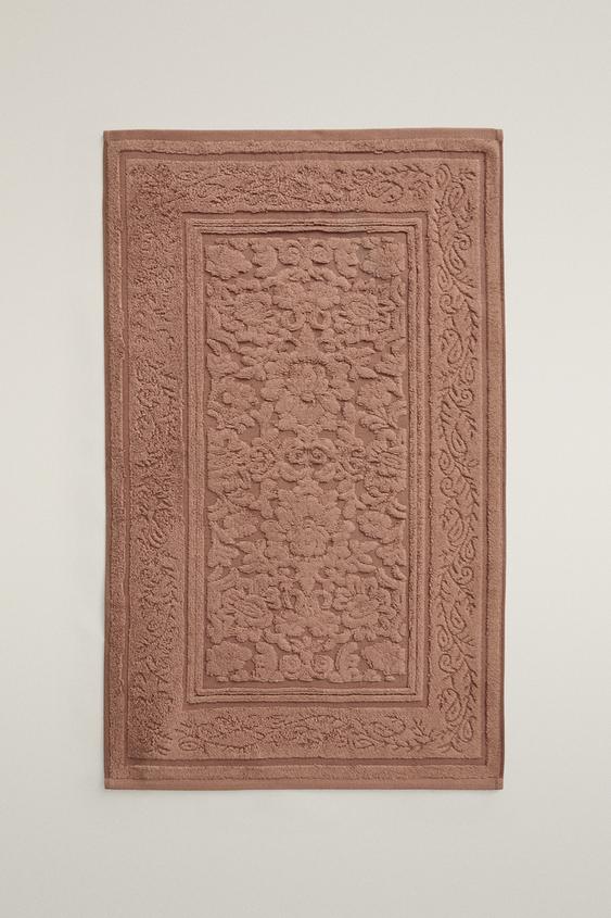FLORAL JACQUARD BATH MAT - dark russet الخاص بـ Zara - صورة 0