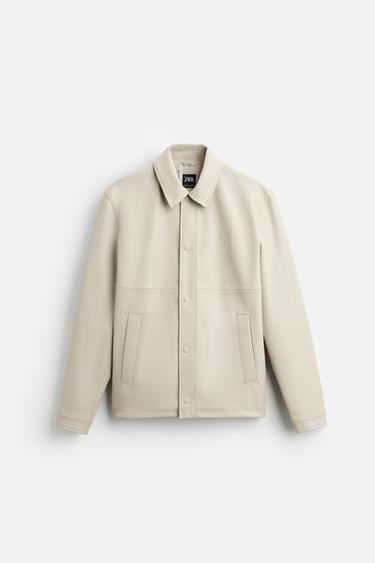 LEATHER EFFECT JACKET - Oyster-white by Zara