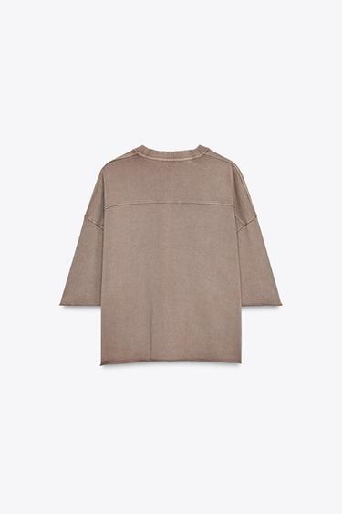 SWEAT EN MOLLETON EFFET DÉLAVÉ - Marron / Taupe de Zara - Image 6