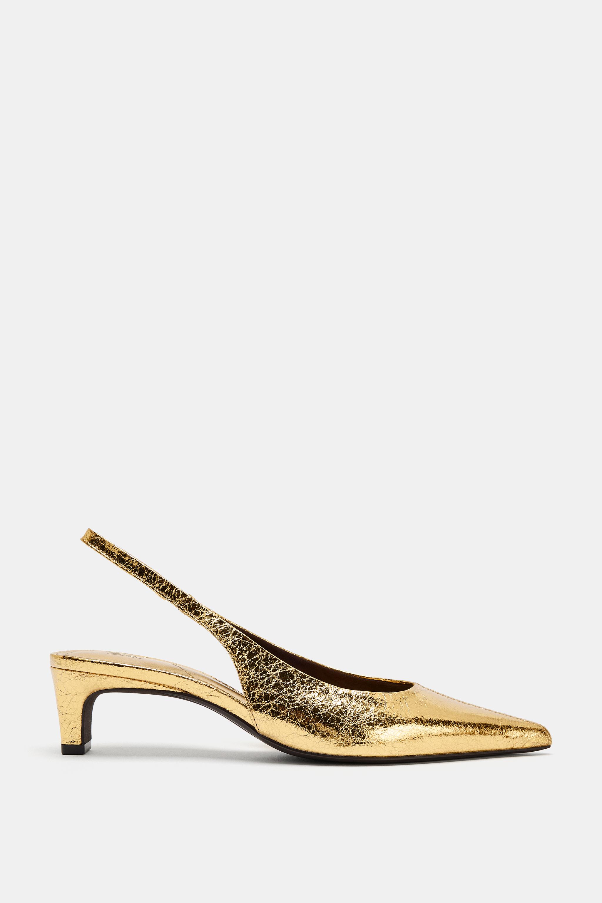 METALLIC KITTEN HEEL SHOES