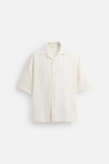 CAMISA JACQUARD TEXTURA - Blanco roto de Zara