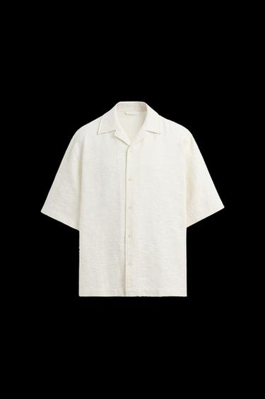 Zara TEXTURED JACQUARD SHIRT - Oyster-white - Image 0