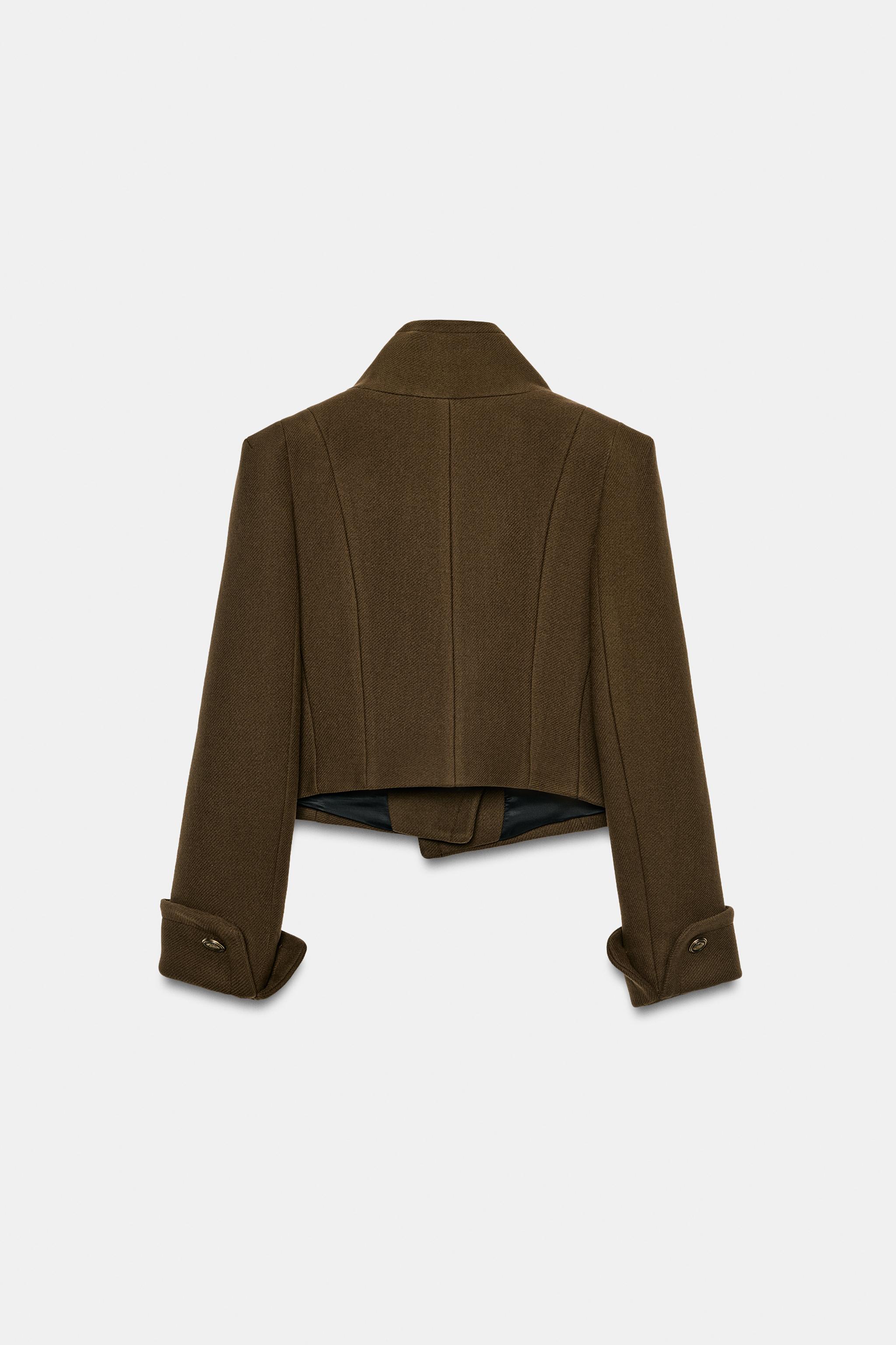 ZW COLLECTION CROPPED CROSSOVER JACKET - Dark olive | ZARA South
