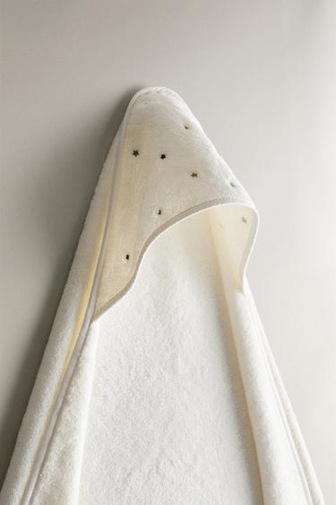 STARS HOODED BABY TOWEL - Oyster-white by Zara - Image 1