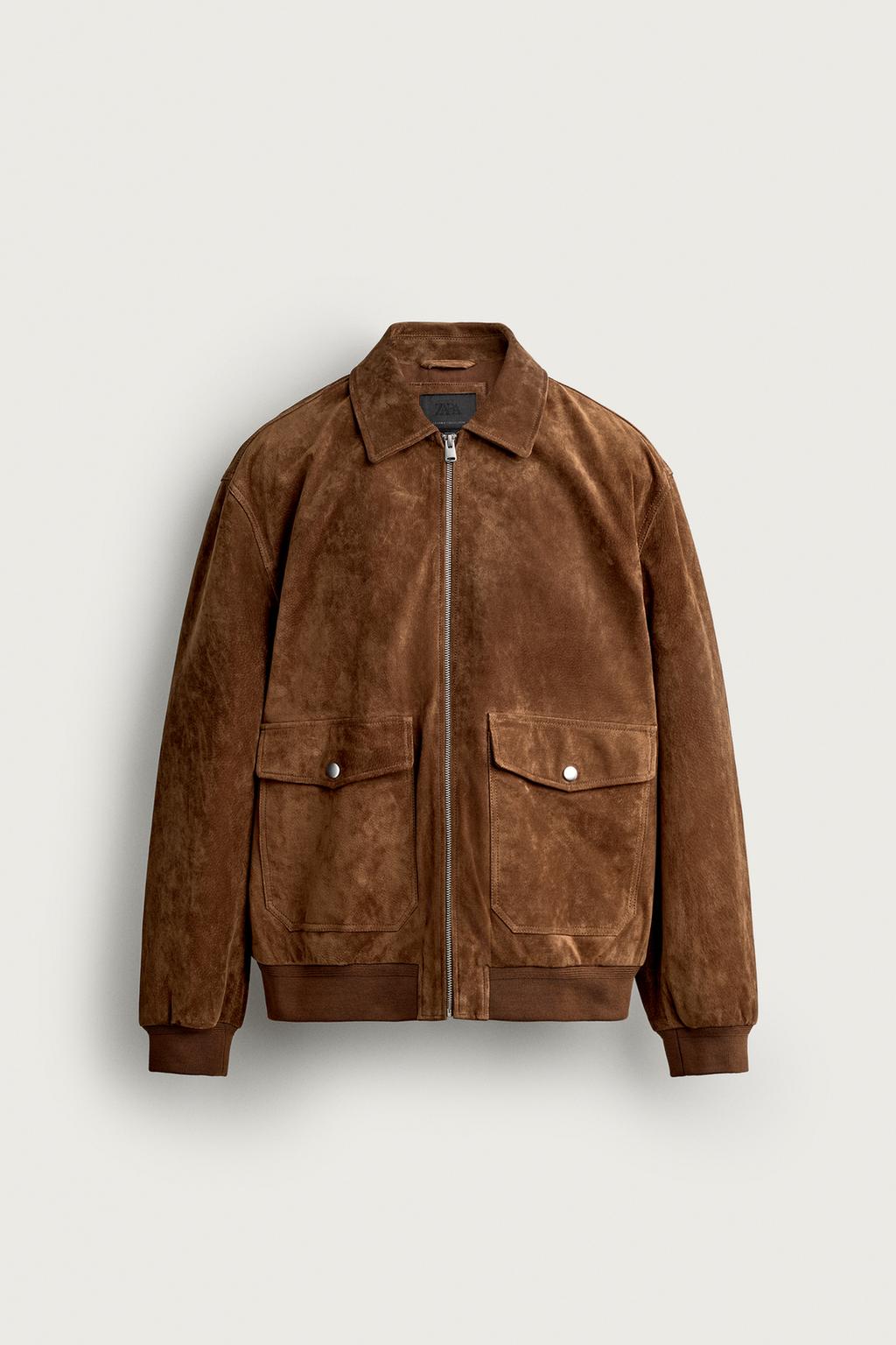 Suede Leather Jacket With Pockets — Men's