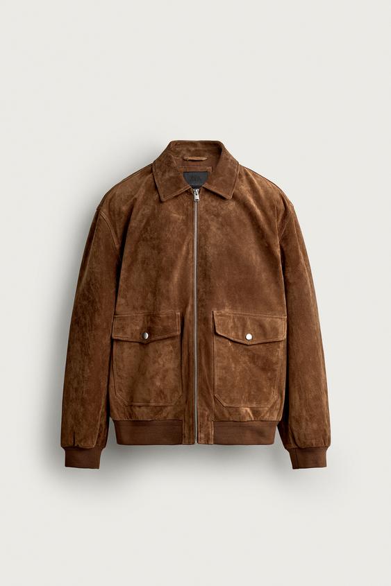 BLOUSON EN DAIM À POCHES - Cognac de Zara - Image 5