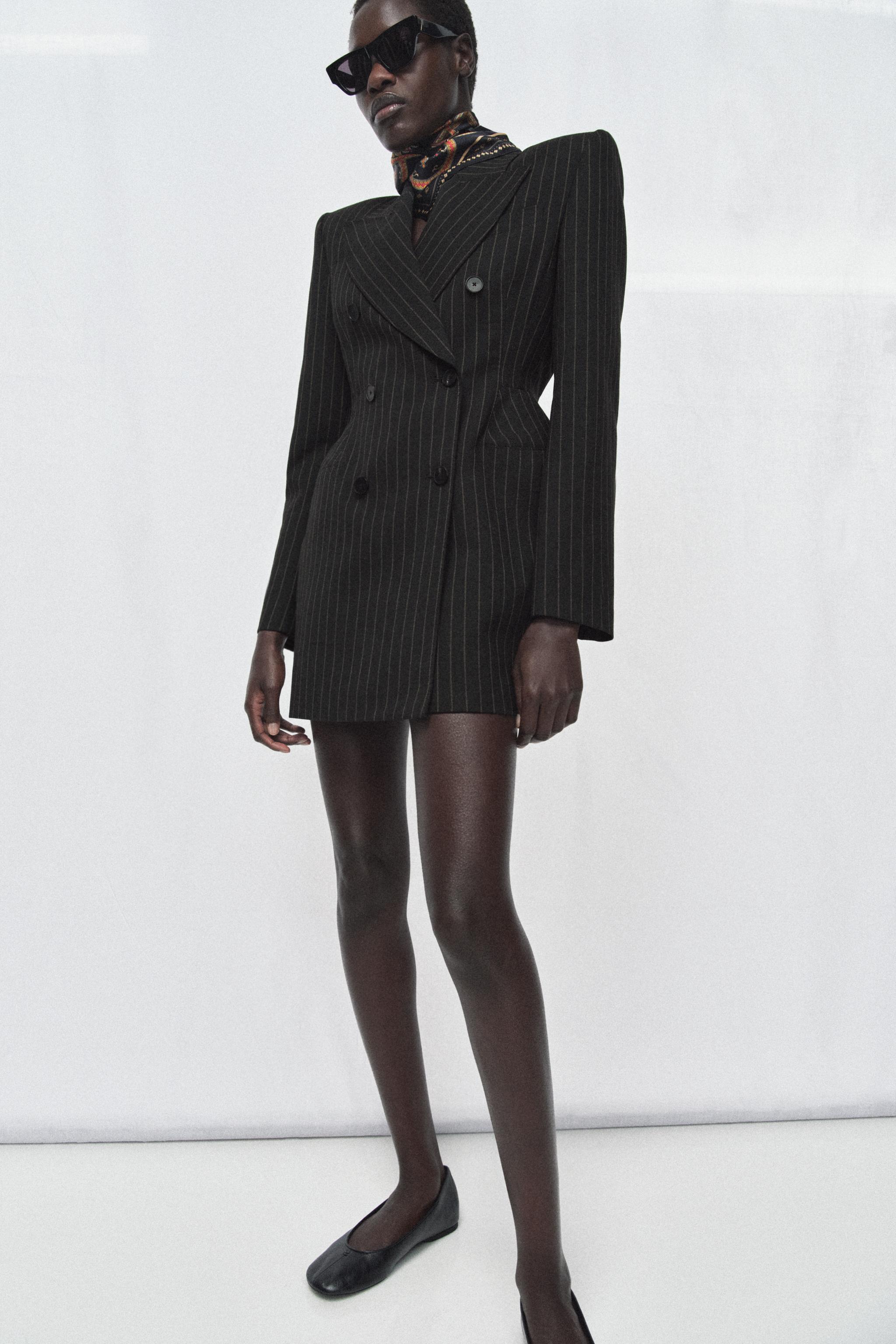 ピンストライプ柄ブレザーワンピース ZW COLLECTION - グレー | ZARA