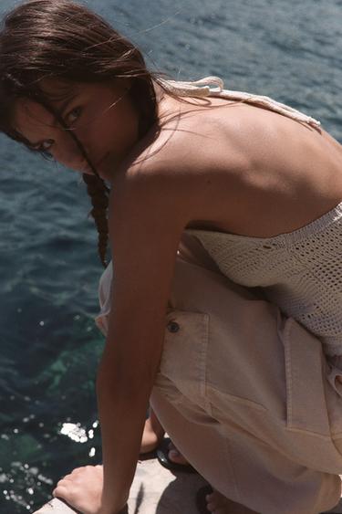 KNITTED HALTER TOP - Ecru by Zara - Image 2
