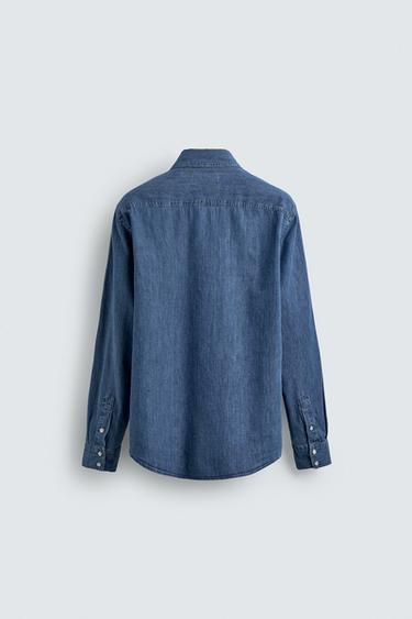 CHEMISE EN DENIM À POCHES - Bleu moyen de Zara - Image 7