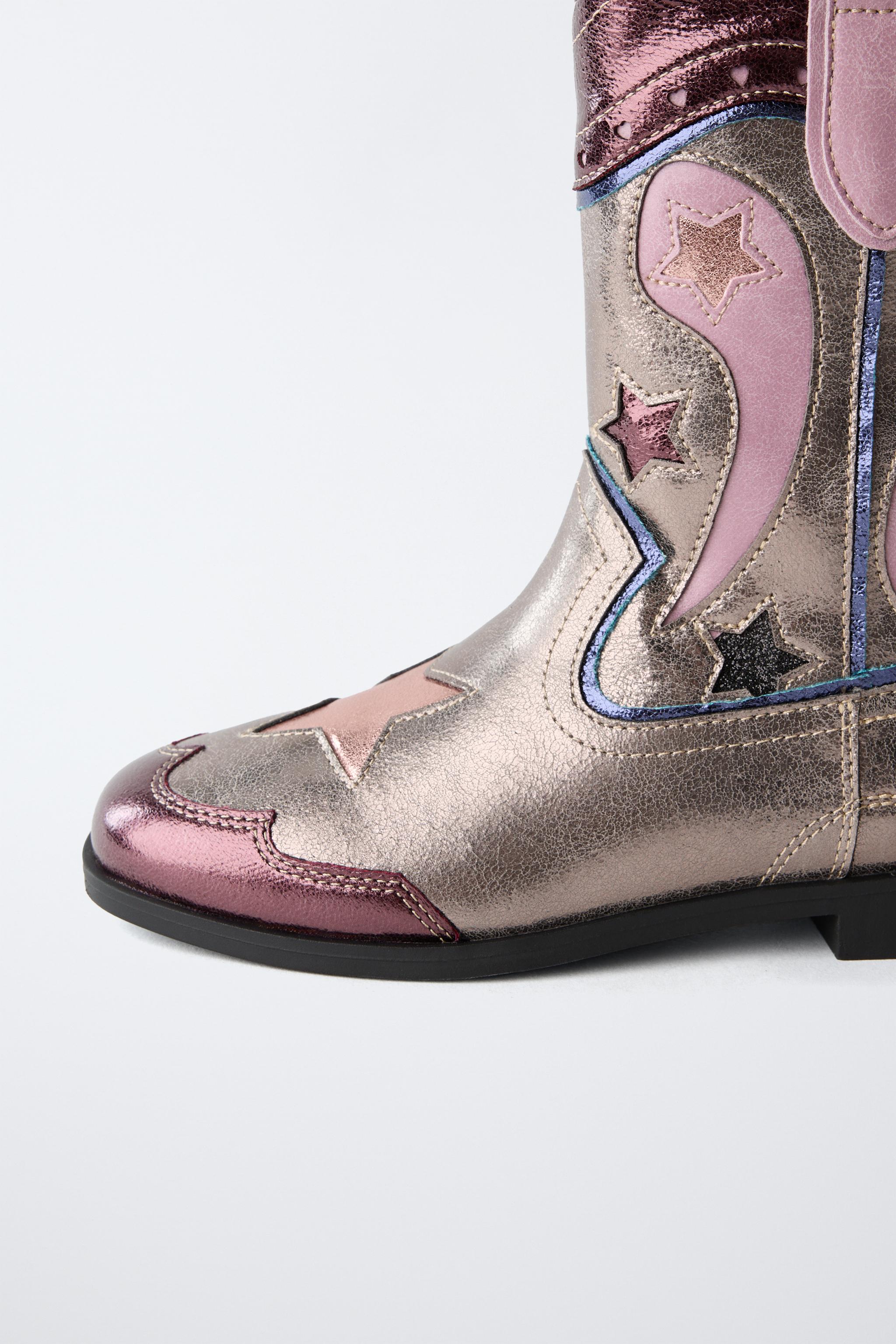 ⑧ カリメル太郎 METALLIC COWBOY BOOTS - Anthracite Gray | ZARA United States