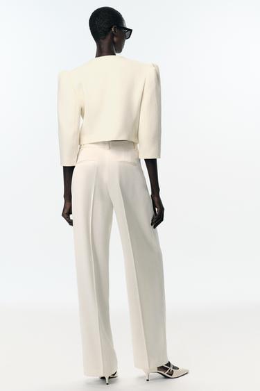 COSTUME BLAZER COURTE ET PANTALON DROIT - Bordeaux de Zara - Image 4