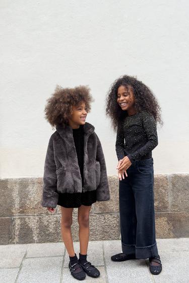 JAQUETA COM PELO SINTÉTICO - Cinza-antracito da Zara