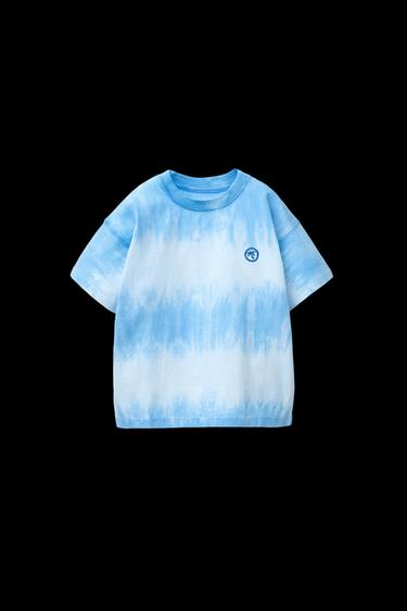Zara TIE-DYE EMBROIDERED T-SHIRT - Blue - Image 0