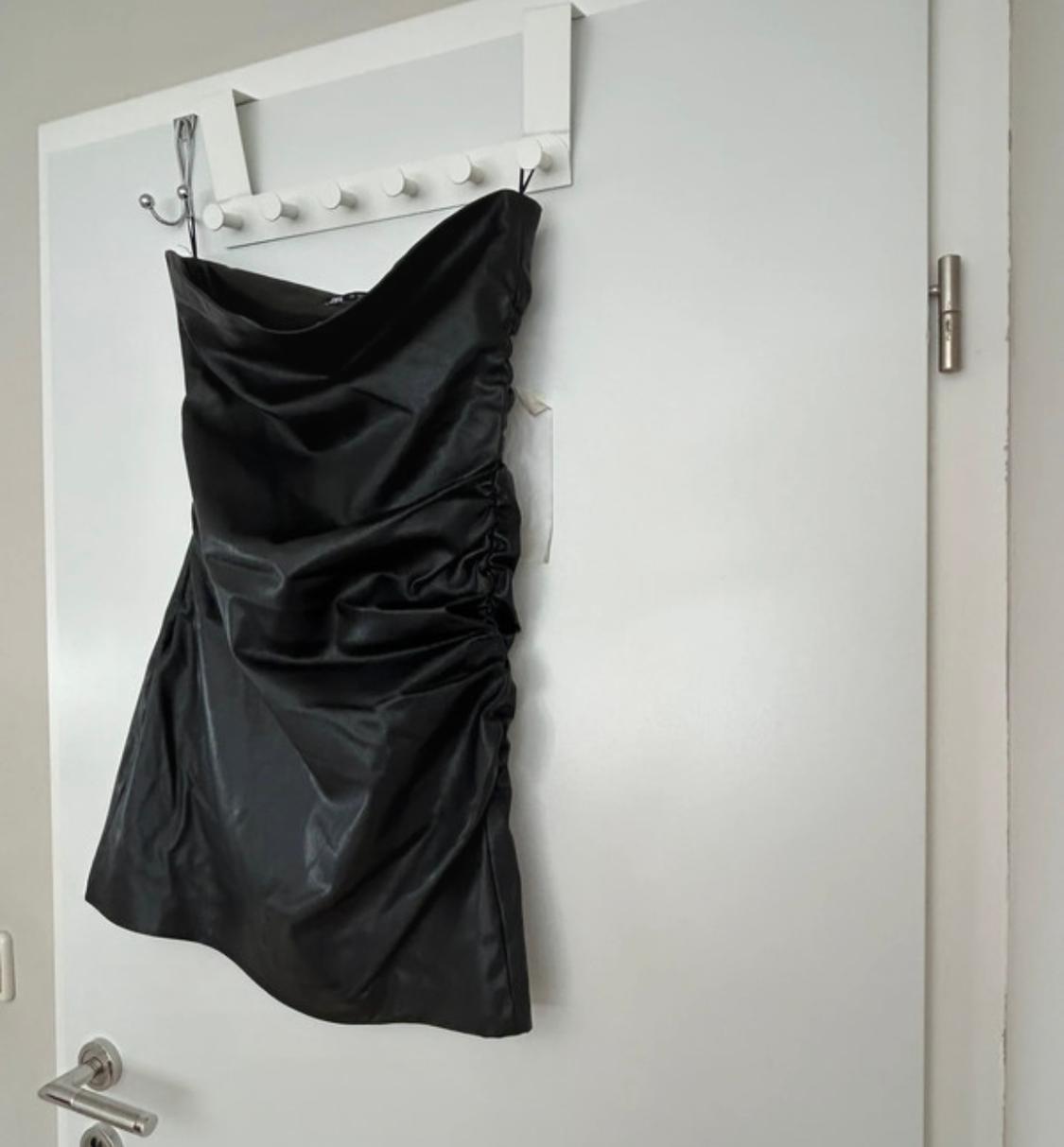 DRAPED FAUX LEATHER DRESS - Image 3