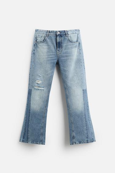 RIPPED FLARE FIT JEANS - Mid-blue by Zara - Image 5