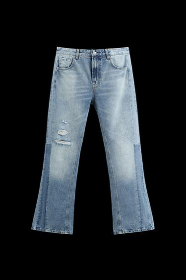 RIPPED FLARE FIT JEANS - Mid-blue by Zara - Image 0