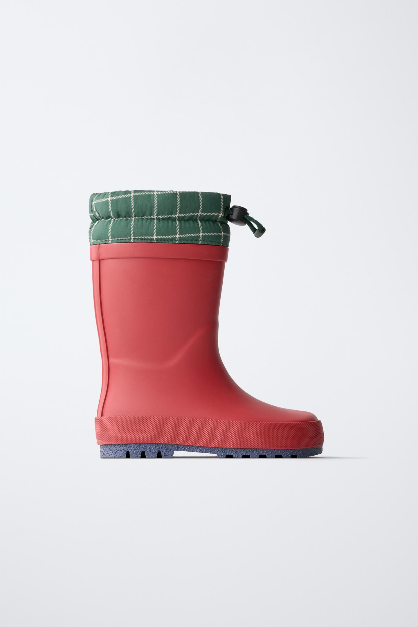Детские ботинки Zara Plaid Rain Boots, цвет: Красный — фото 1