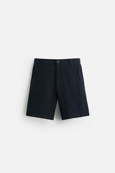 BERMUDA ALGODÓN - LINO - Marino de Zara
