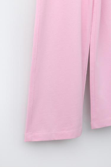PANTALÓN FELPA HEAVY JERSEY WIDE LEG - Rosa de Zara
