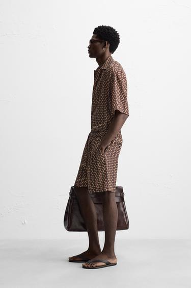BERMUDA À IMPRIMÉ GÉOMÉTRIQUE - Marron de Zara - Image 3