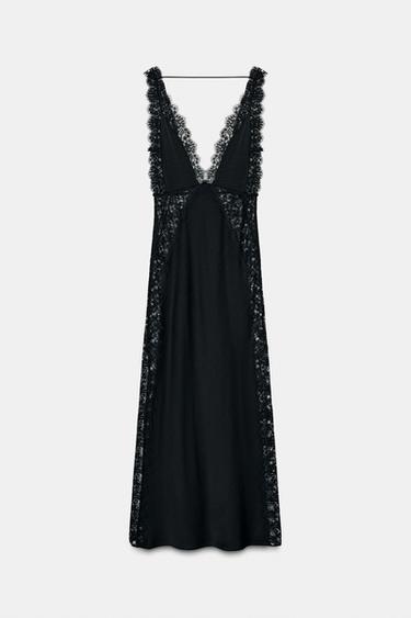 ZW COLLECTION LIMITED EDITION SATIN LACE DRESS - Black by Zara - Image 0